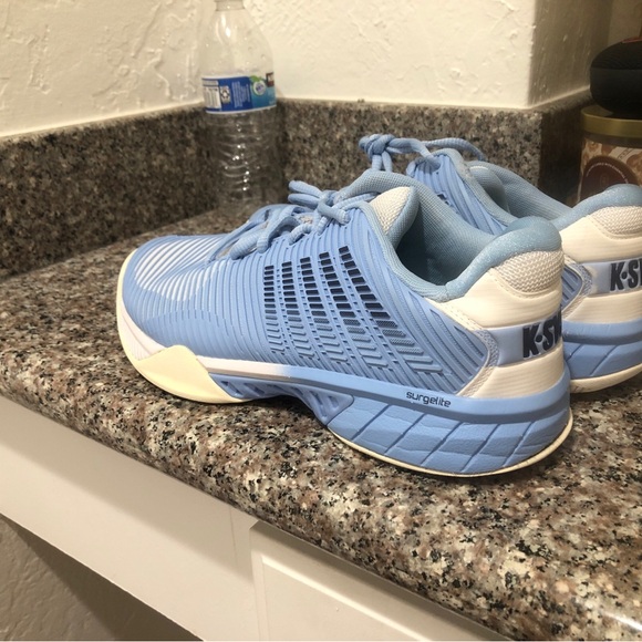 K-Swiss Light Blue and White Athletic Shoes - Picture 1 of 10